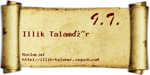 Illik Talamér névjegykártya